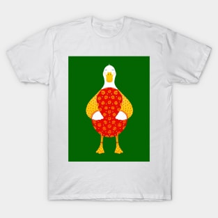 Cute white duck with red floral easter egg T-Shirt